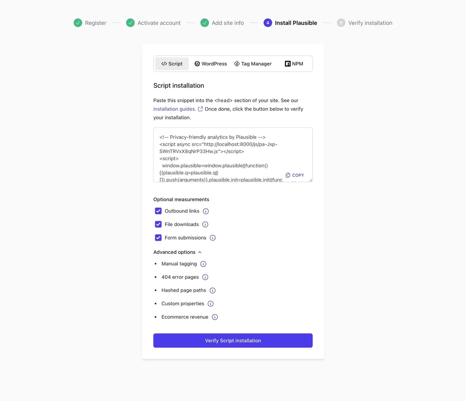 Enable optional enhanced measurements