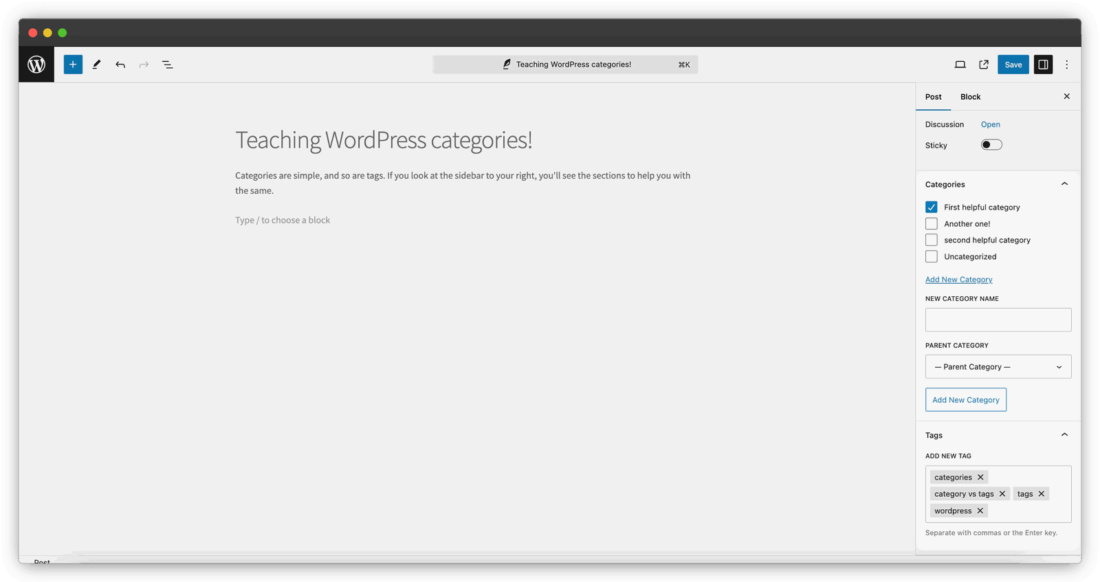 using categories in wordpress